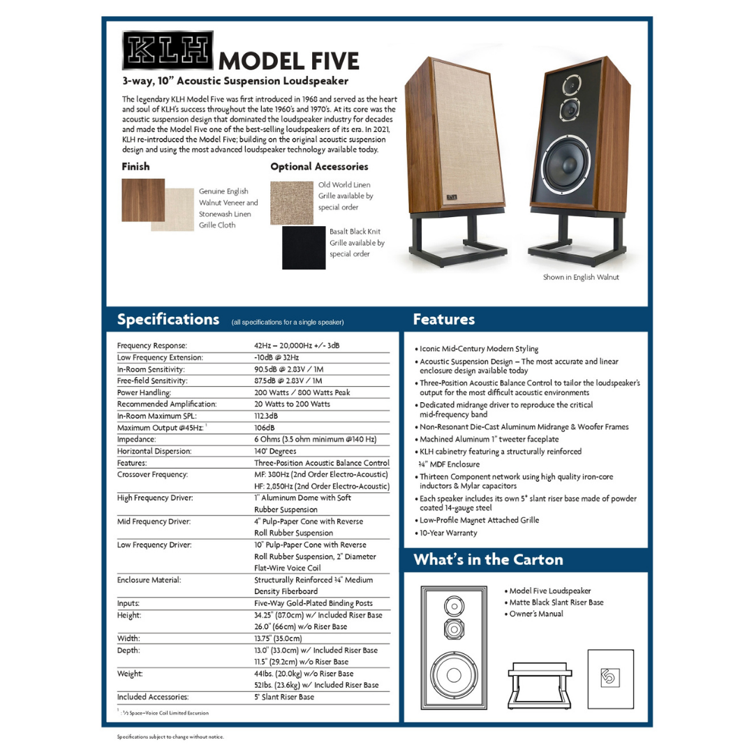 KLH Audio Model 5 喇叭