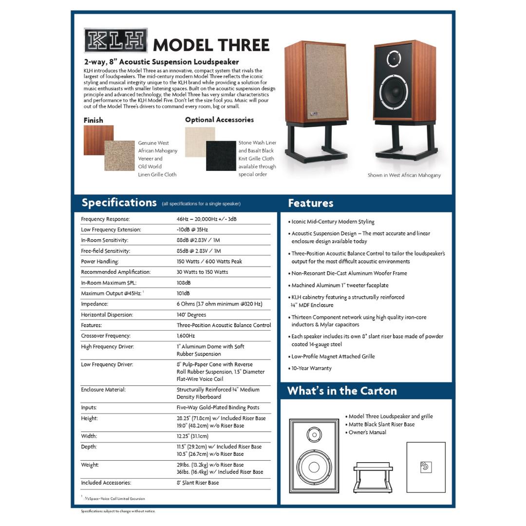 KLH Audio Model 3 喇叭
